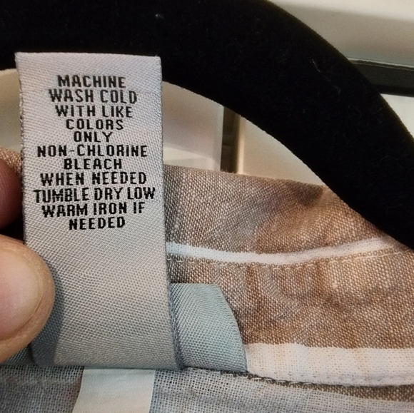 Catherines Linen Blend drop striped blouse button up - Picture 7 of 12